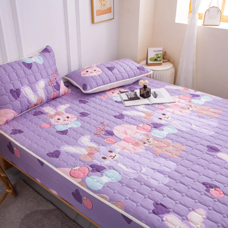 Stitched Bed Linen, Printed Bedding, Large Non-Slip Bed Sheet, Dust Cover without Pillowcase