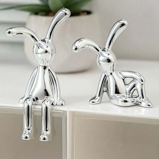 Long Eared Rabbit Center Console Decor Pastable Plating Rabbit 3D DIY Home Furnishings Ornament