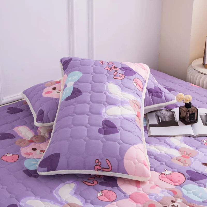 Stitched Bed Linen, Printed Bedding, Large Non-Slip Bed Sheet, Dust Cover without Pillowcase