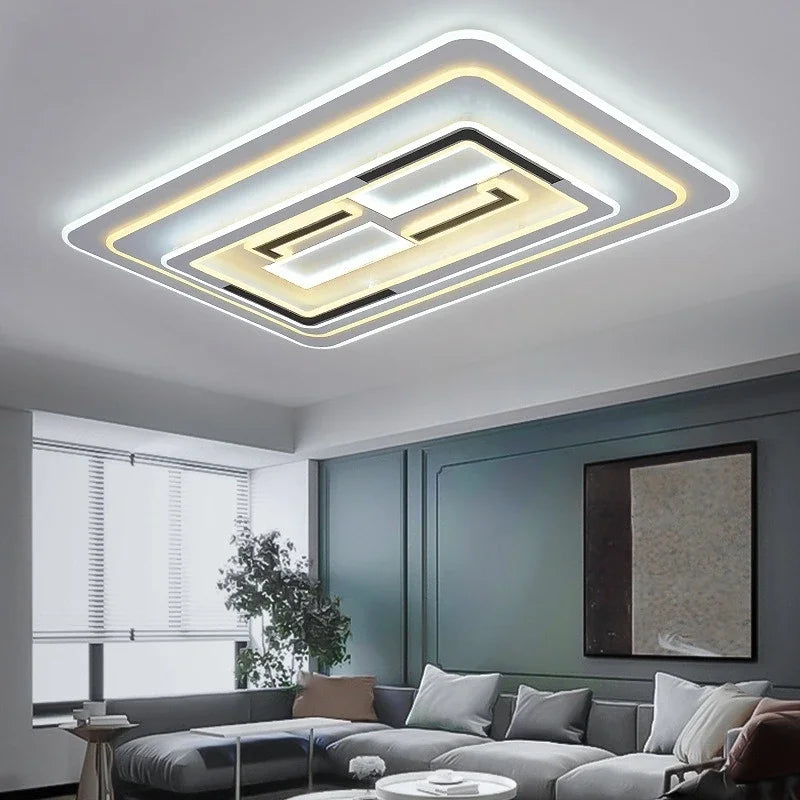 Modern LED Ceiling Lamp 48/98/128W Square LED Panel Ceiling Light for Bedroom