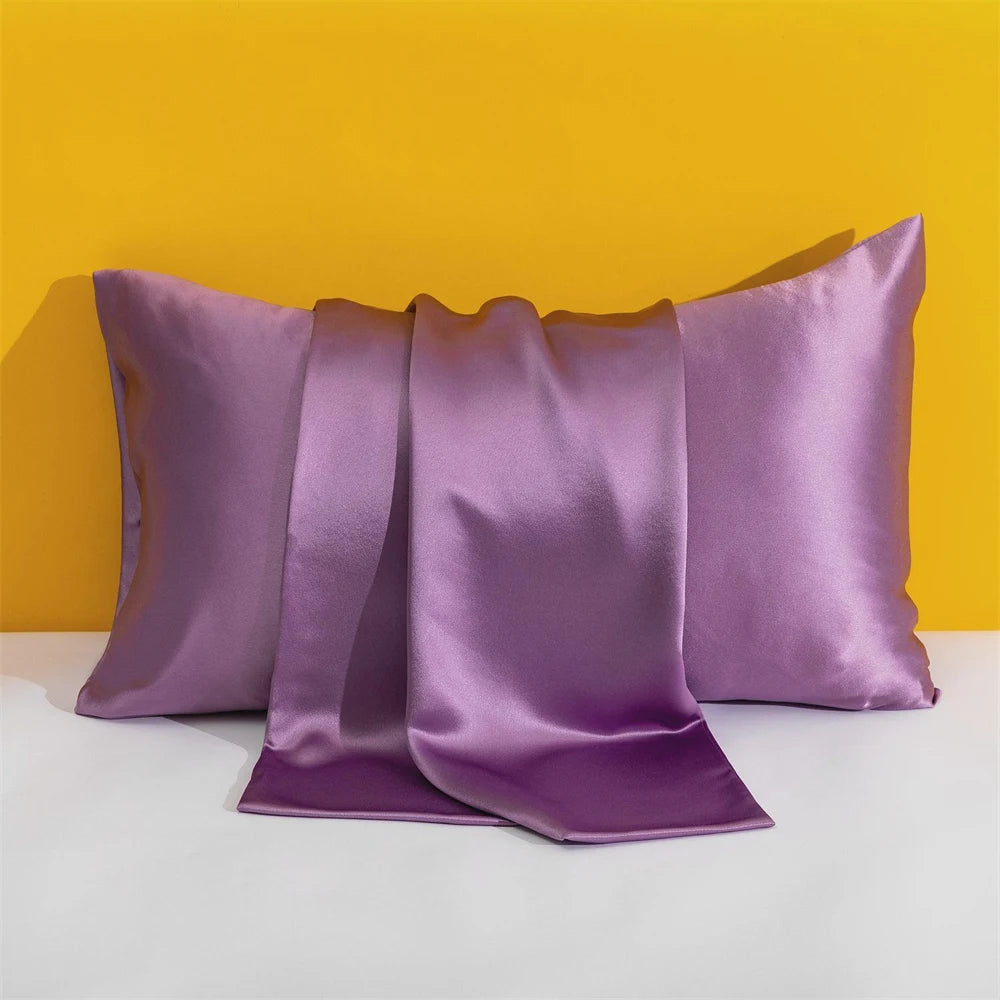 Solid Silk Pillowcases Decorative Luxury Cushion Cover Envelope Style Hair Skin Protect