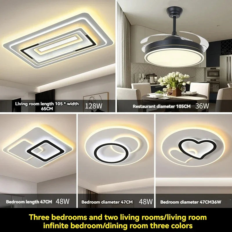 Modern LED Ceiling Lamp 48/98/128W Square LED Panel Ceiling Light for Bedroom