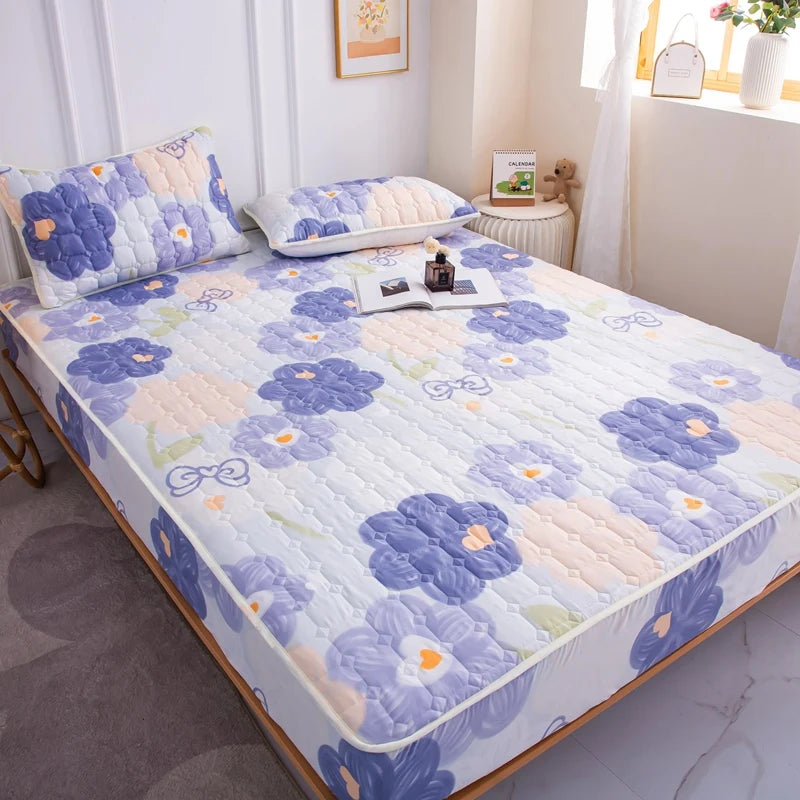 Stitched Bed Linen, Printed Bedding, Large Non-Slip Bed Sheet, Dust Cover without Pillowcase