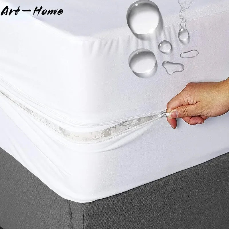 Waterproof Mattress Cover with Zipper 6-Sides All-inclusive Anti-mite Mattress Protector