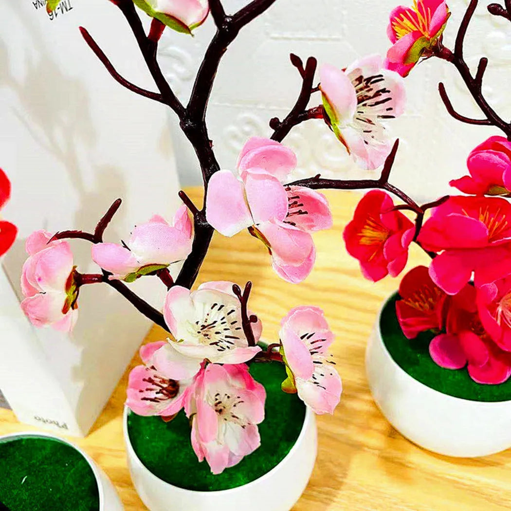 Bonsai Simulation Artificial Pot Plant Home Office Plum Blossom Decor