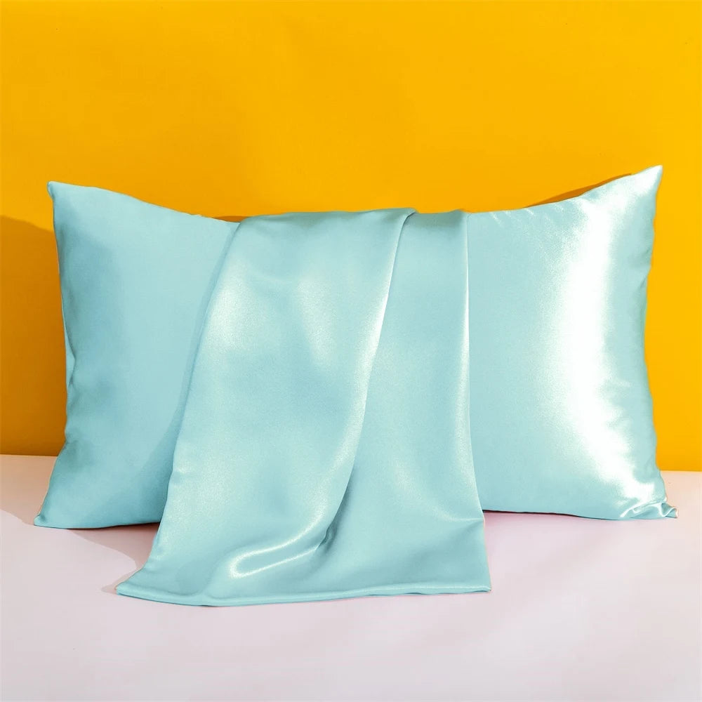 Solid Silk Pillowcases Decorative Luxury Cushion Cover Envelope Style Hair Skin Protect