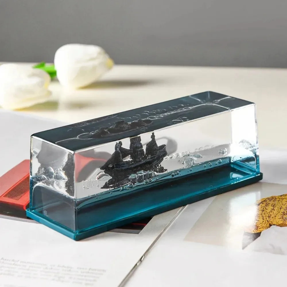 Black Pearl Ship in Fluid Liquid Drift Bottle Barcos Black Pearl Ship Floating Boat Titanic