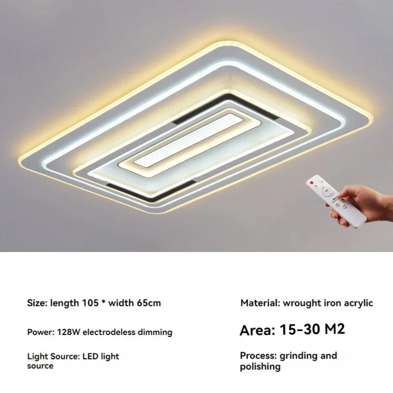 Modern LED Ceiling Lamp 48/98/128W Square LED Panel Ceiling Light for Bedroom