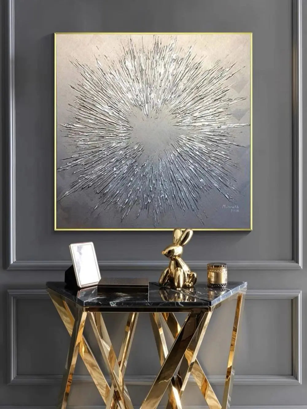 Luxury Handmade Wall Art Decor Textured Gold Foil Abstract Oil Painting