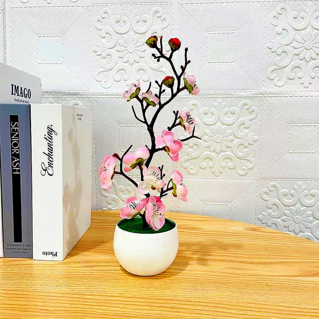 Bonsai Simulation Artificial Pot Plant Home Office Plum Blossom Decor