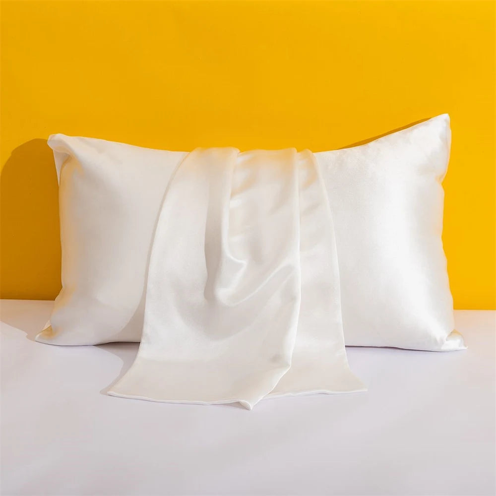 Solid Silk Pillowcases Decorative Luxury Cushion Cover Envelope Style Hair Skin Protect