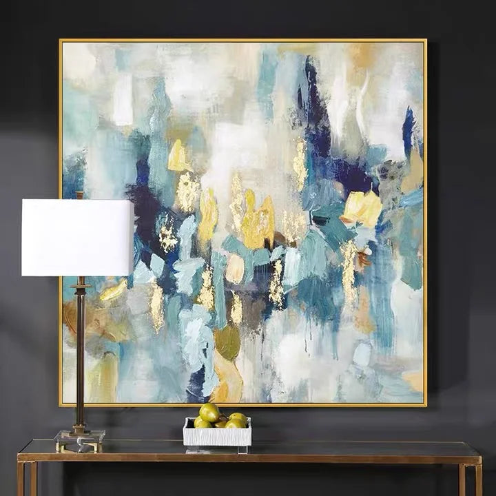 Luxury Handmade Wall Art Decor Textured Gold Foil Abstract Oil Painting