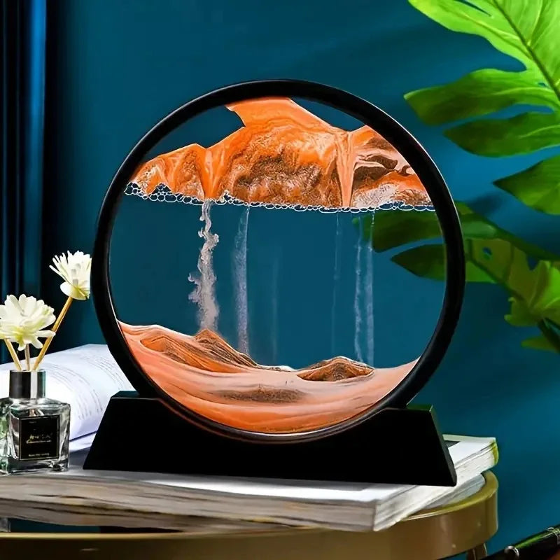 Hourglass Quicksand Moving Sand Art Picture Round Glass Deep Sea Sandscape Craft Flowing