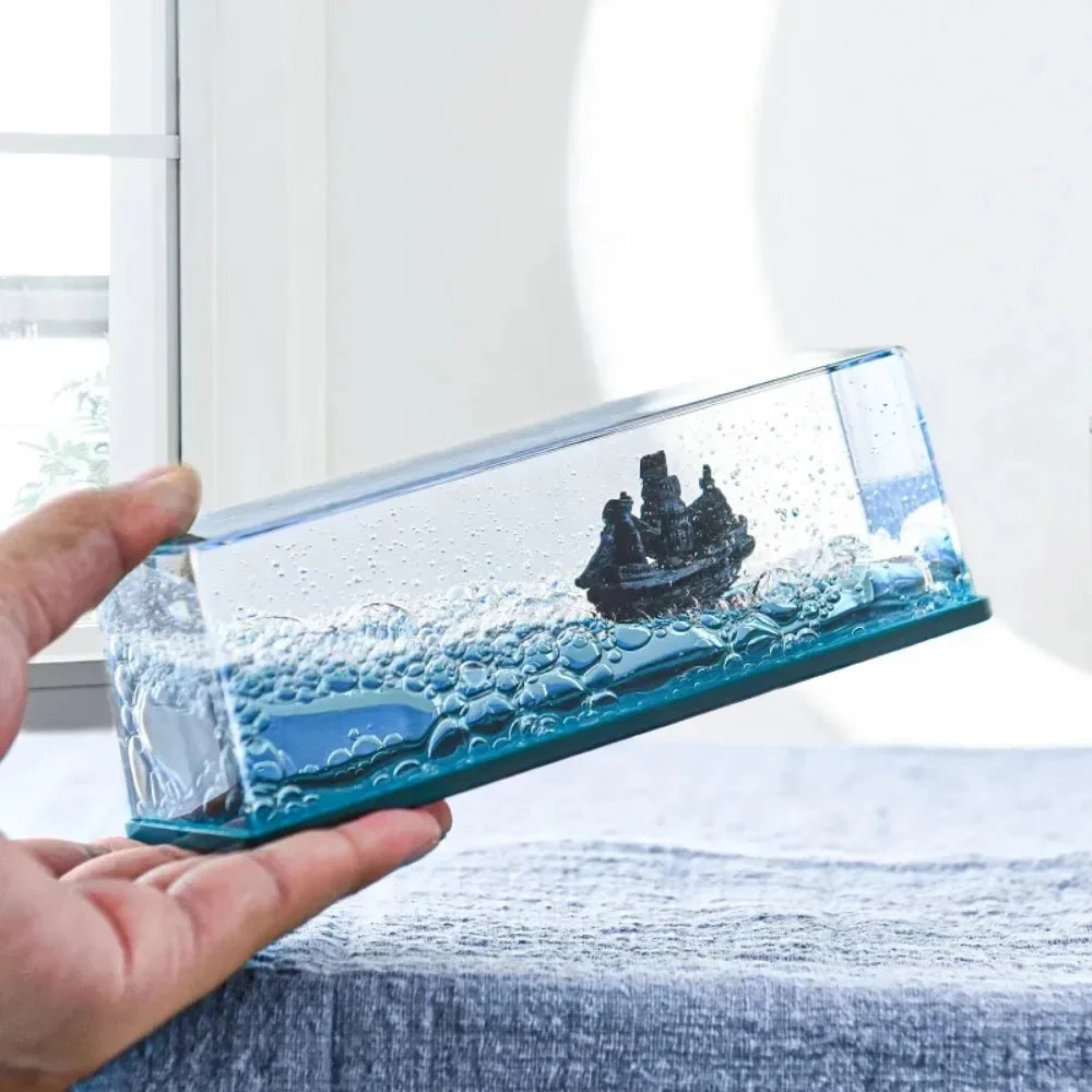 Black Pearl Ship in Fluid Liquid Drift Bottle Barcos Black Pearl Ship Floating Boat Titanic