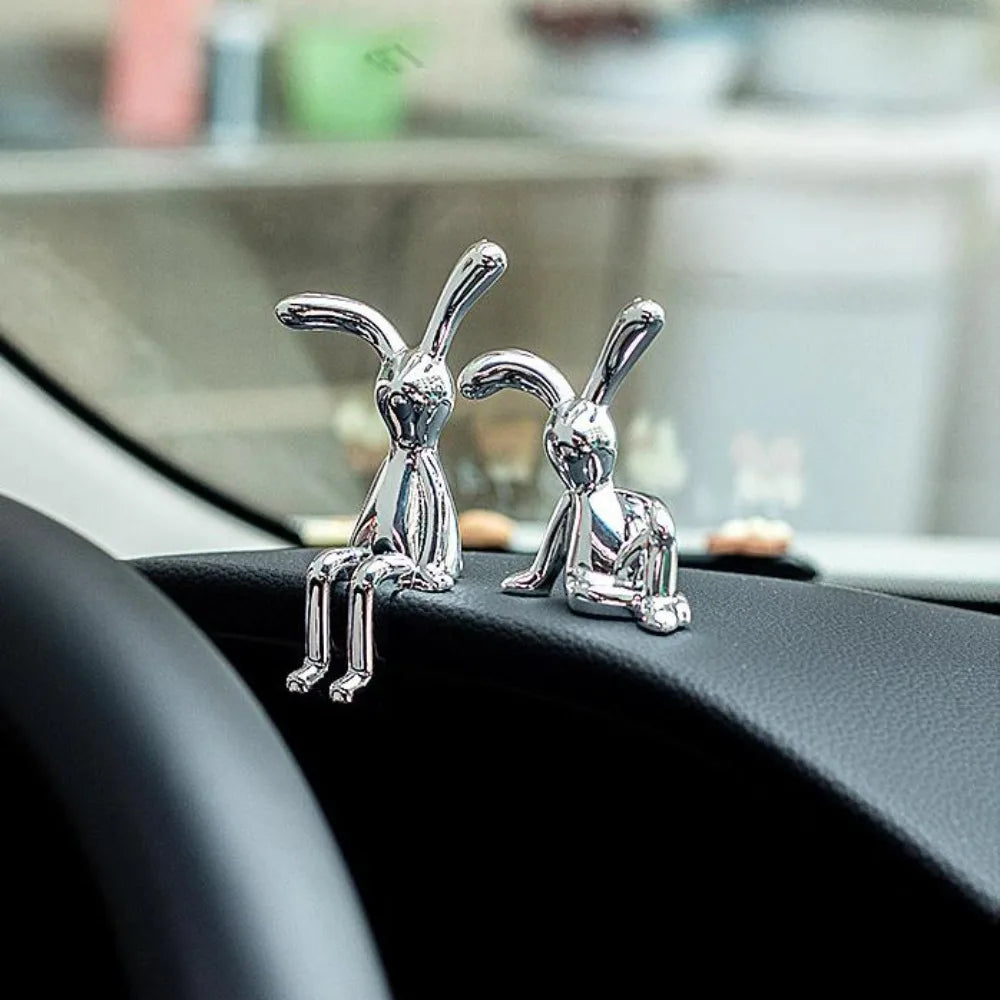 Long Eared Rabbit Center Console Decor Pastable Plating Rabbit 3D DIY Home Furnishings Ornament