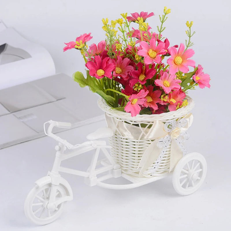 Small Tricycle Bicycle Flower Basket Vase Storage Home Office Table Desk Decor