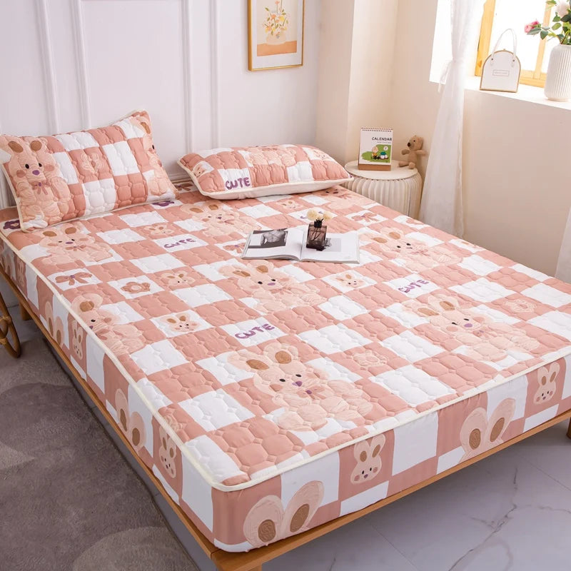 Stitched Bed Linen, Printed Bedding, Large Non-Slip Bed Sheet, Dust Cover without Pillowcase