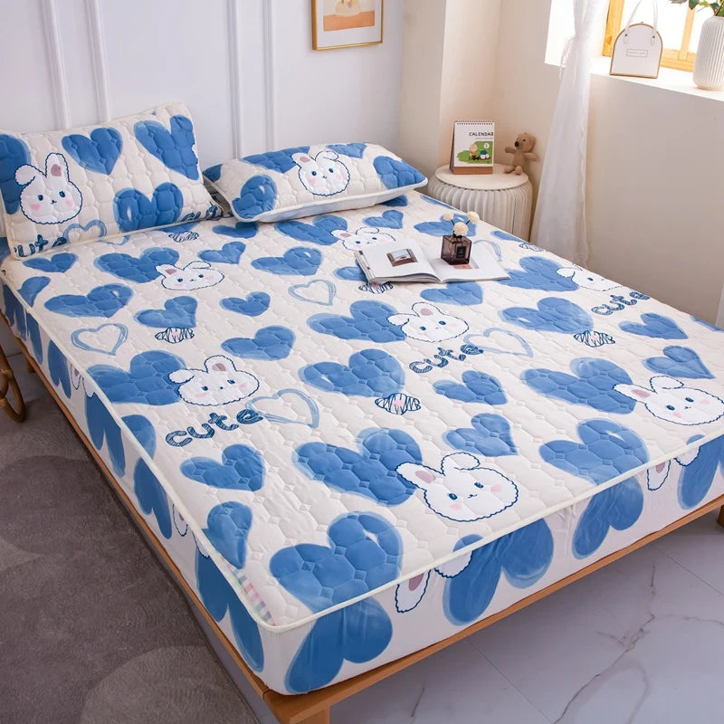 Stitched Bed Linen, Printed Bedding, Large Non-Slip Bed Sheet, Dust Cover without Pillowcase