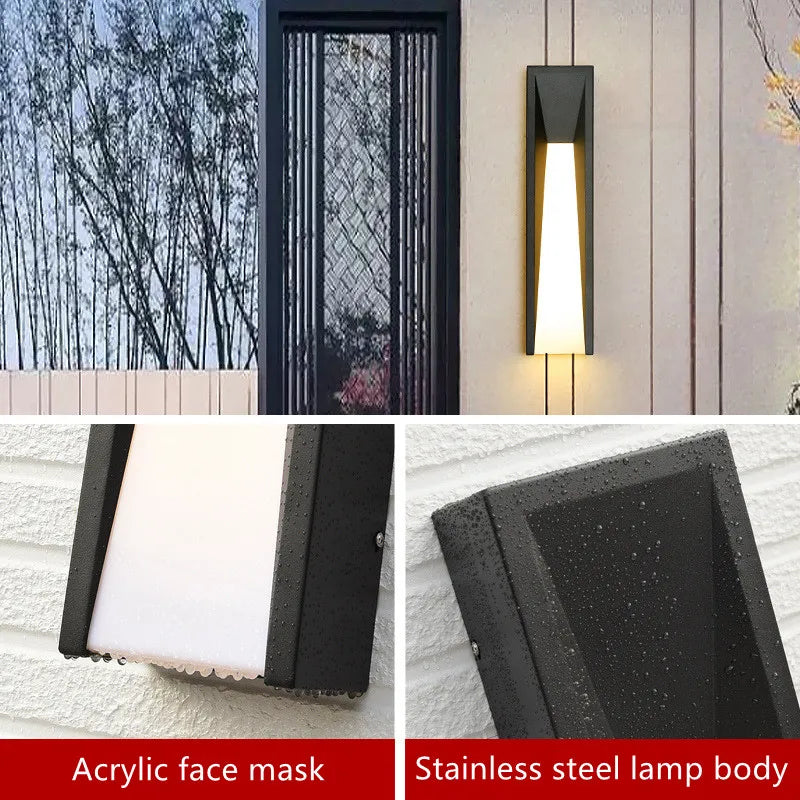 Outdoor Waterproof IP65 20W 24W 85~265V LED Wall Light Stainless Steel Acrylic Lamp