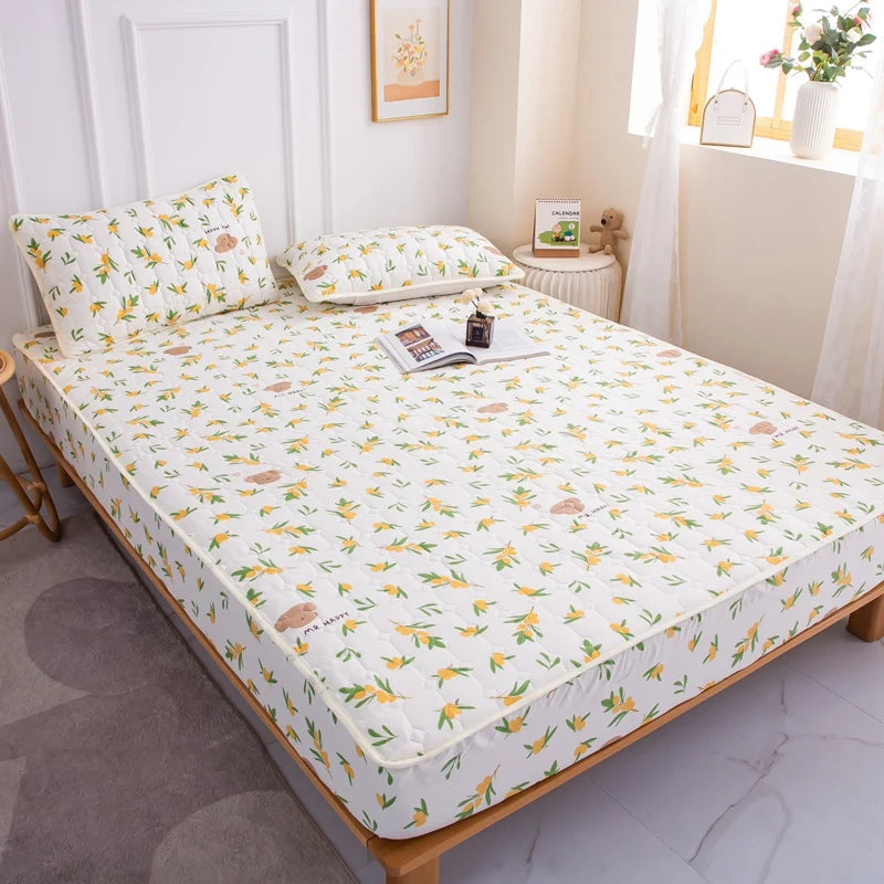 Stitched Bed Linen, Printed Bedding, Large Non-Slip Bed Sheet, Dust Cover without Pillowcase