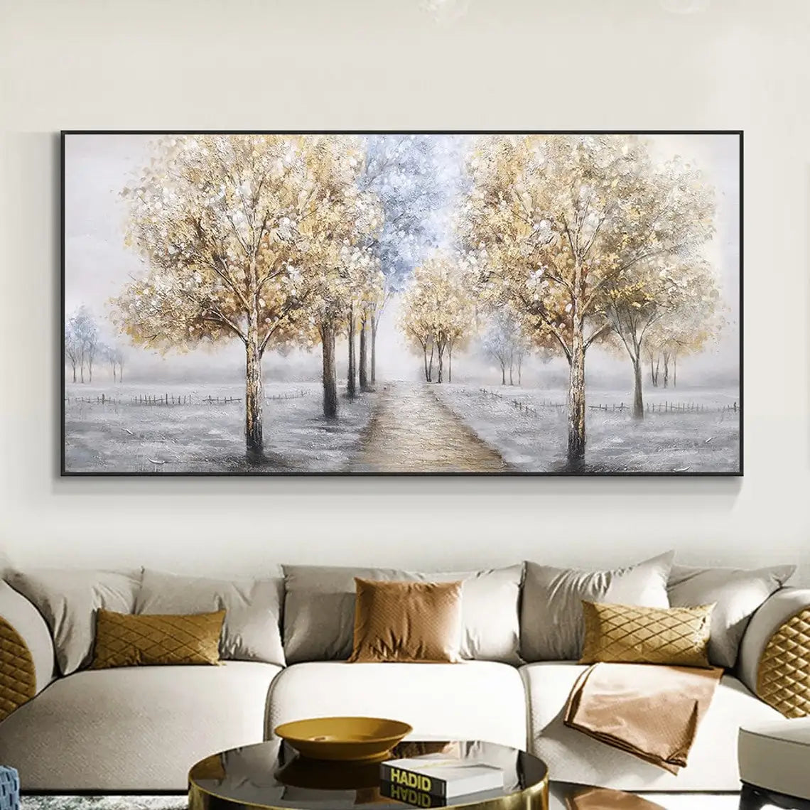 Beautiful Winter Landscape Hand Painted Oil Painting Black and White Wall Art