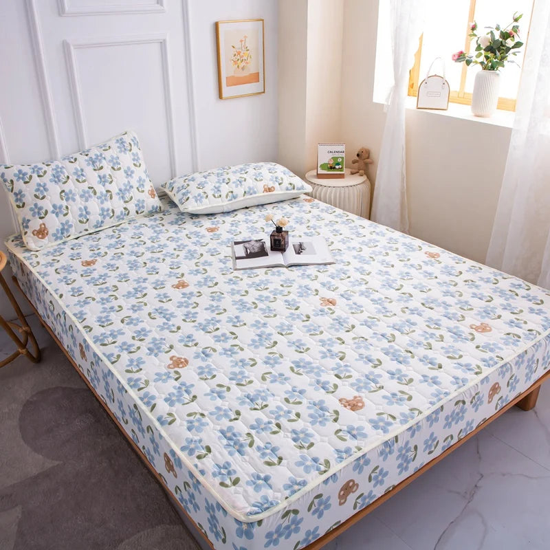 Stitched Bed Linen, Printed Bedding, Large Non-Slip Bed Sheet, Dust Cover without Pillowcase