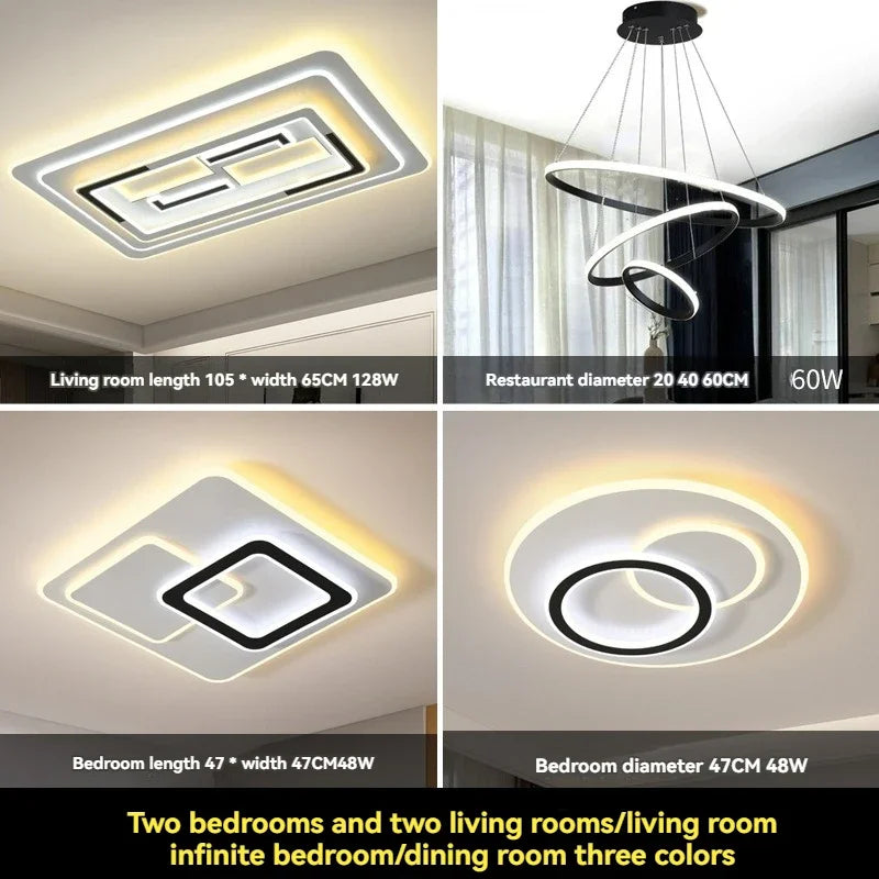 Modern LED Ceiling Lamp 48/98/128W Square LED Panel Ceiling Light for Bedroom