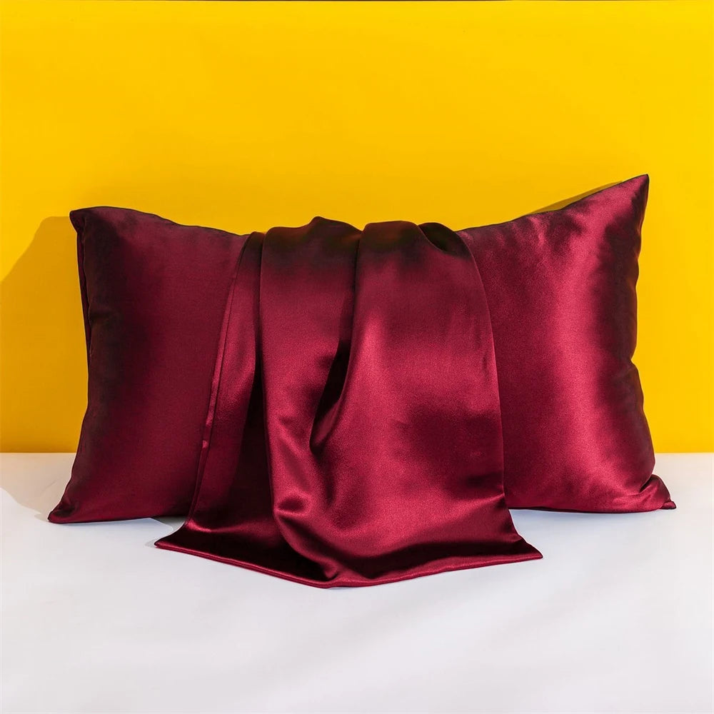 Solid Silk Pillowcases Decorative Luxury Cushion Cover Envelope Style Hair Skin Protect