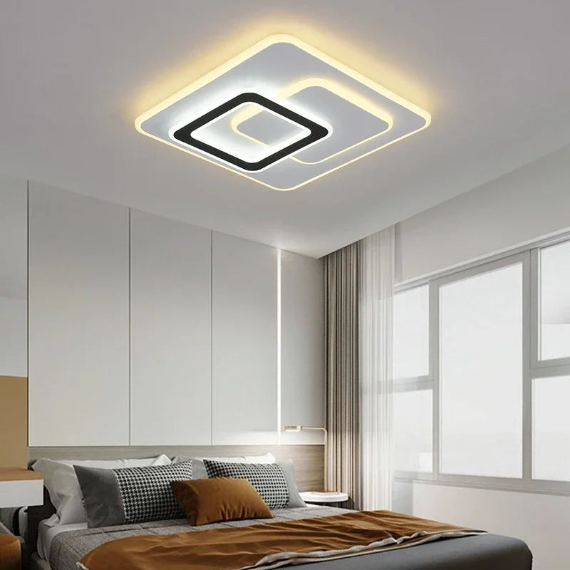 Modern LED Ceiling Lamp 48/98/128W Square LED Panel Ceiling Light for Bedroom