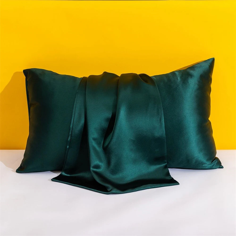 Solid Silk Pillowcases Decorative Luxury Cushion Cover Envelope Style Hair Skin Protect