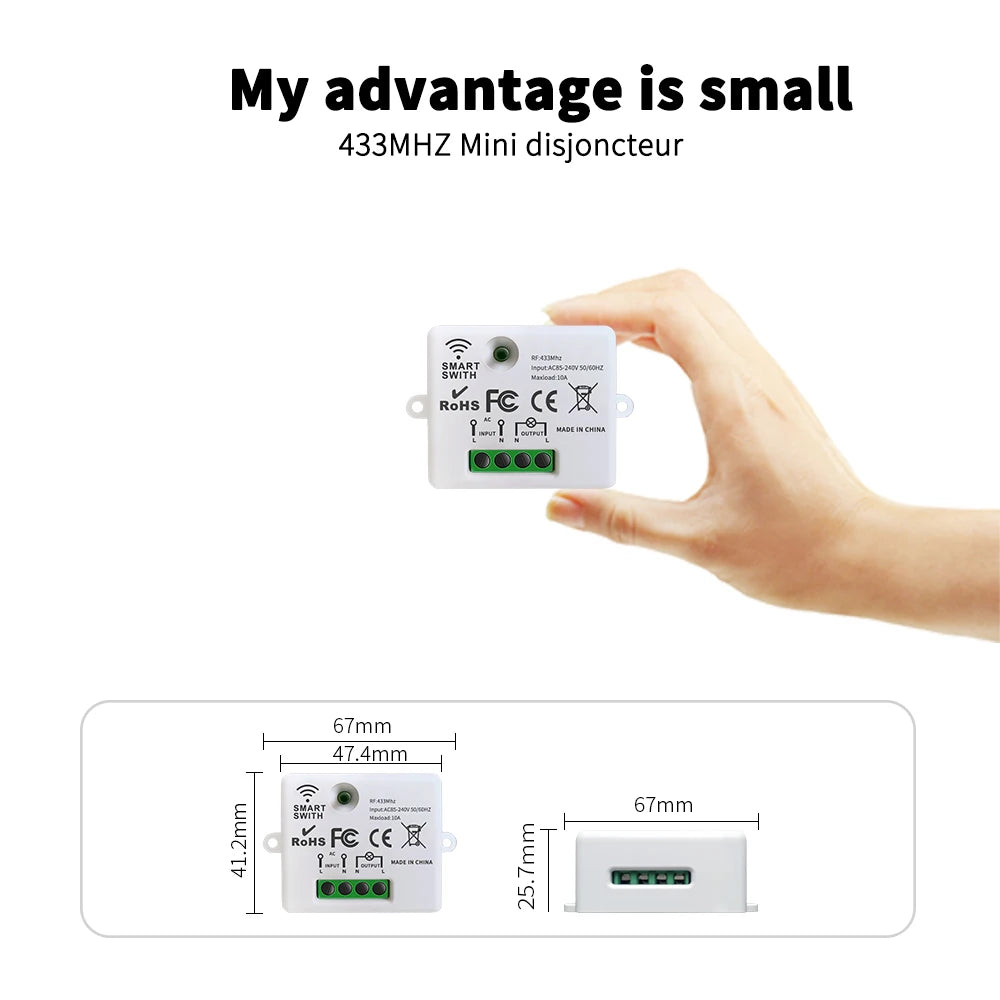 SIXWGH Wall Light Switch Wireless Remote Controller RF433 Glass Panel with Night Light