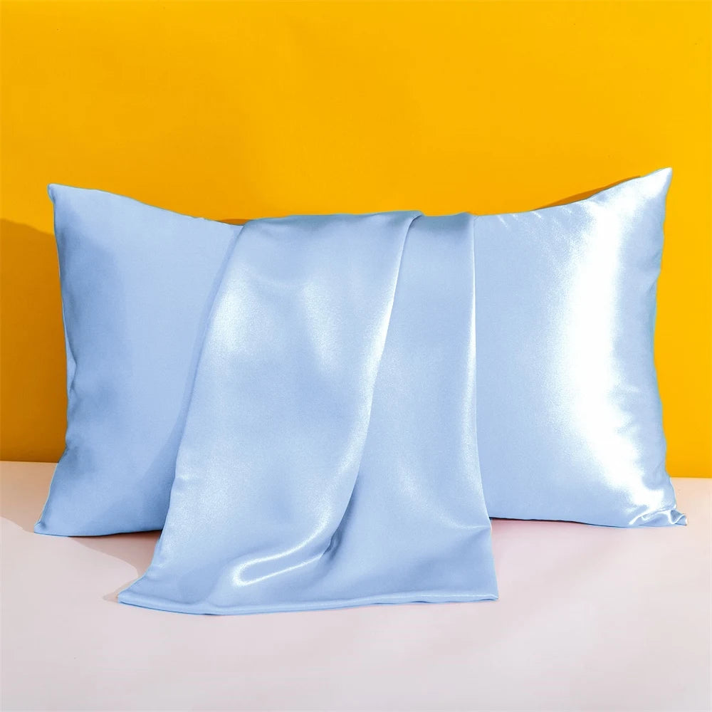 Solid Silk Pillowcases Decorative Luxury Cushion Cover Envelope Style Hair Skin Protect