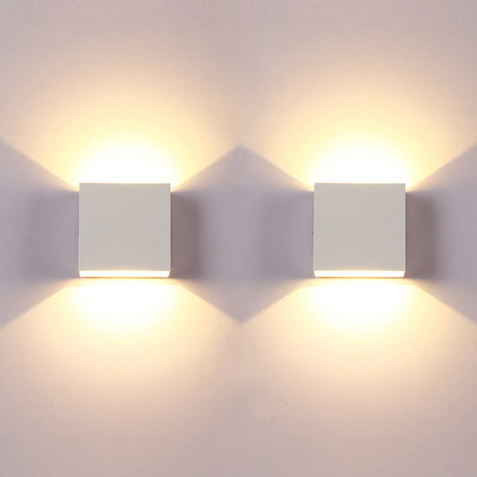 LED Wall Sconces 2Pack 6W Modern Indoor Wall Lamp, White Up Down Wall Mount Lights