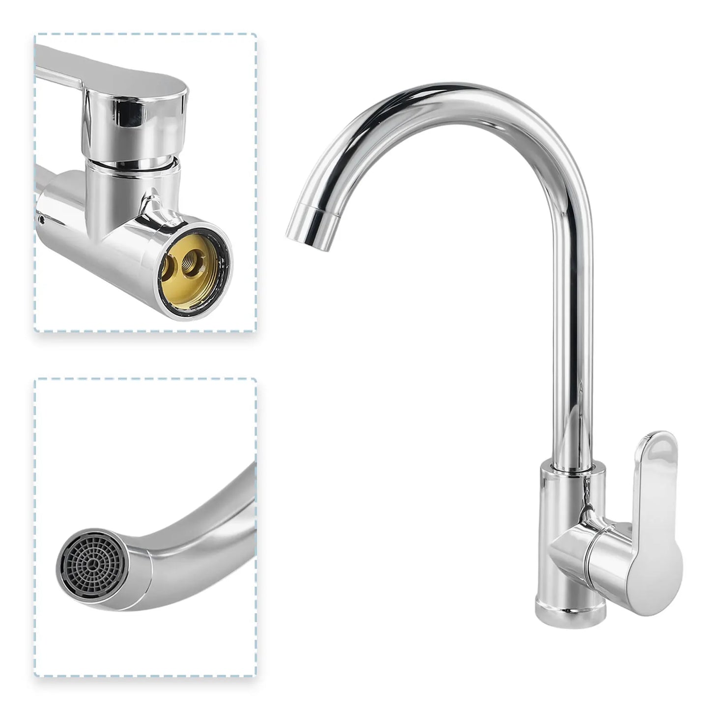 Kitchen Faucets 304-Stainless Steel Ball Bearing Cold Hot Water Faucet Bathroom Replacing