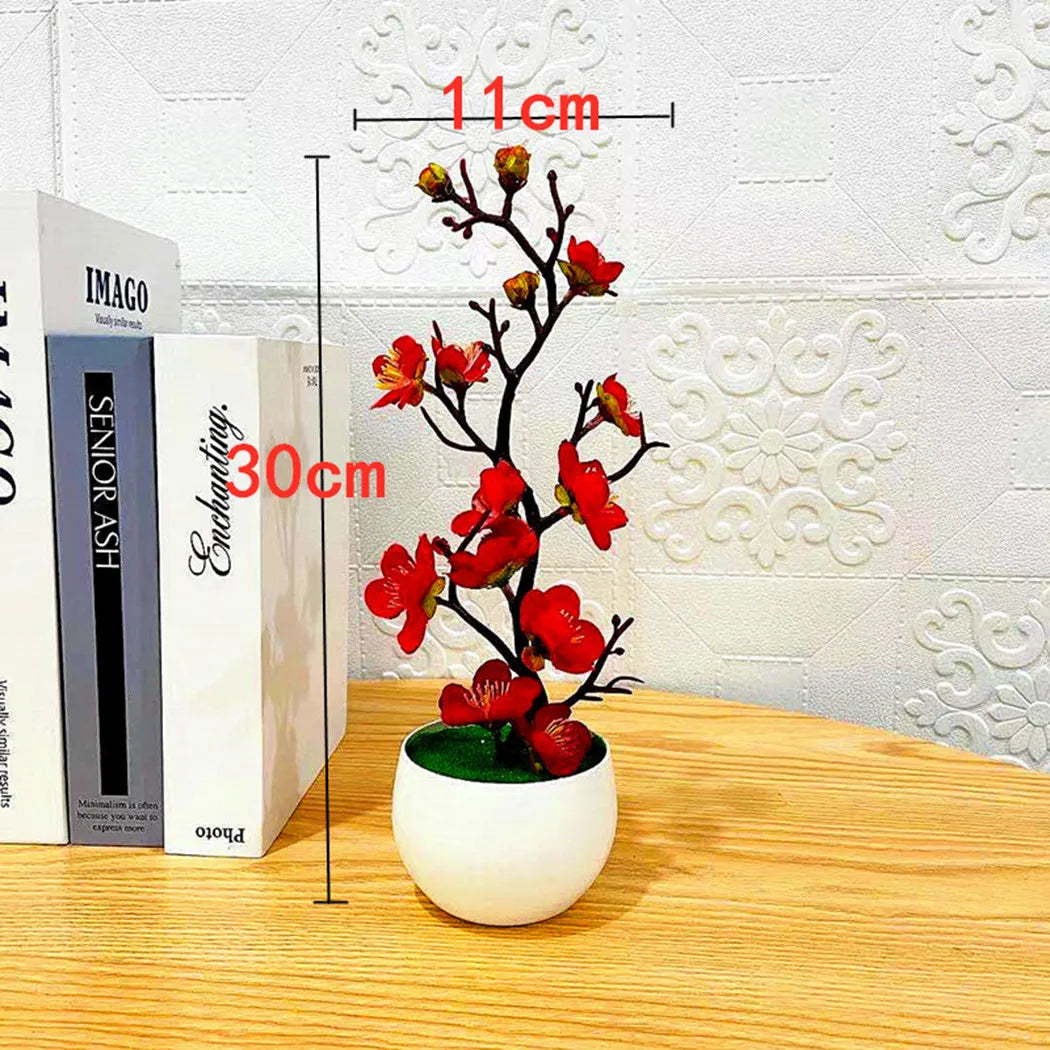 Bonsai Simulation Artificial Pot Plant Home Office Plum Blossom Decor