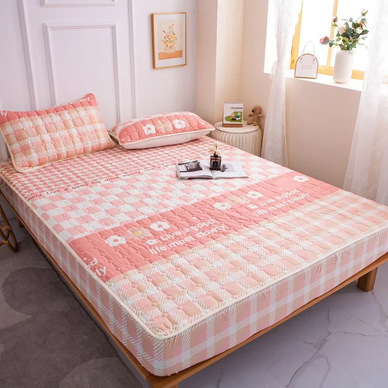 Stitched Bed Linen, Printed Bedding, Large Non-Slip Bed Sheet, Dust Cover without Pillowcase