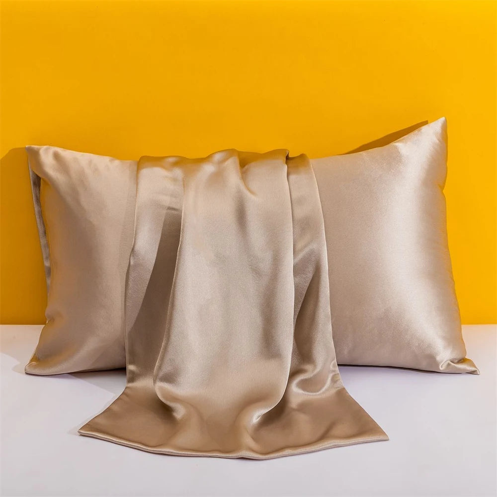 Solid Silk Pillowcases Decorative Luxury Cushion Cover Envelope Style Hair Skin Protect