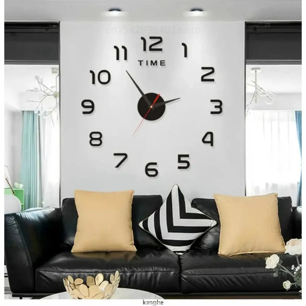 Modern Design Large Wall Clock 3D DIY Quartz Clocks Fashion Watches Acrylic Mirror