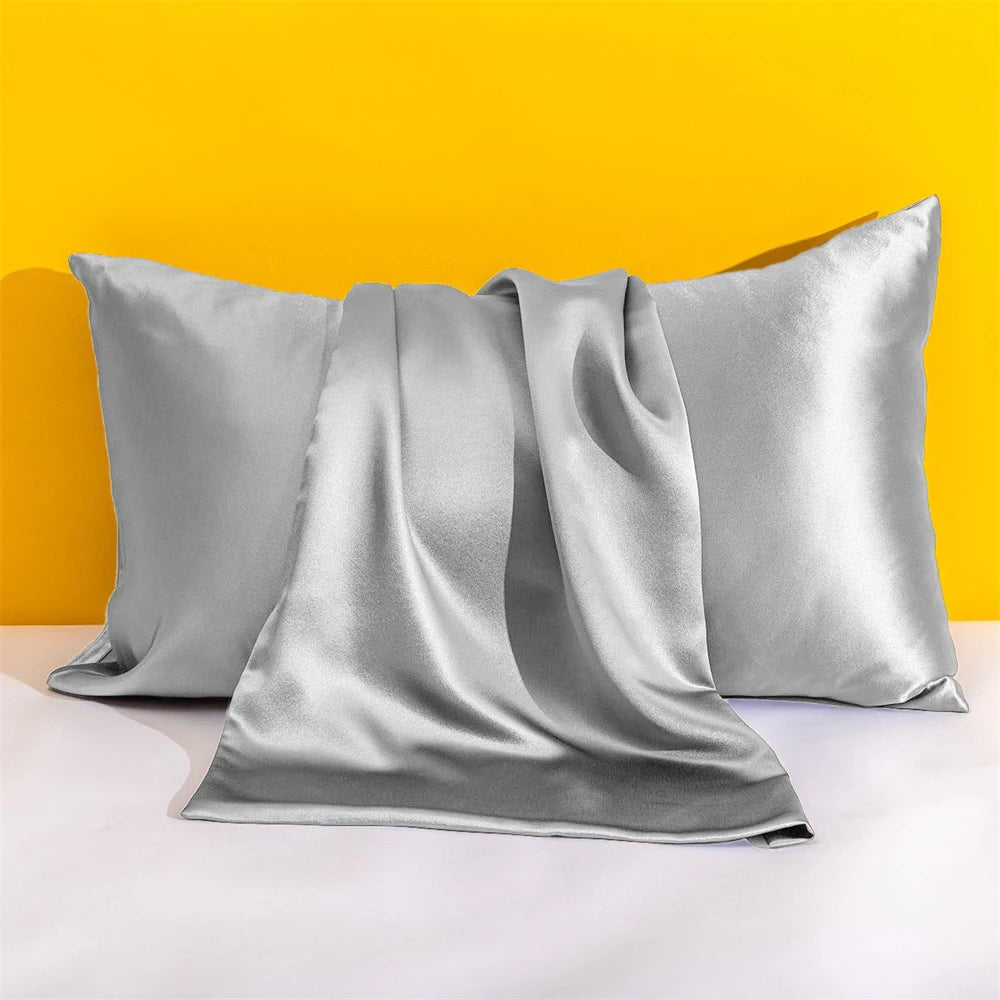 Solid Silk Pillowcases Decorative Luxury Cushion Cover Envelope Style Hair Skin Protect