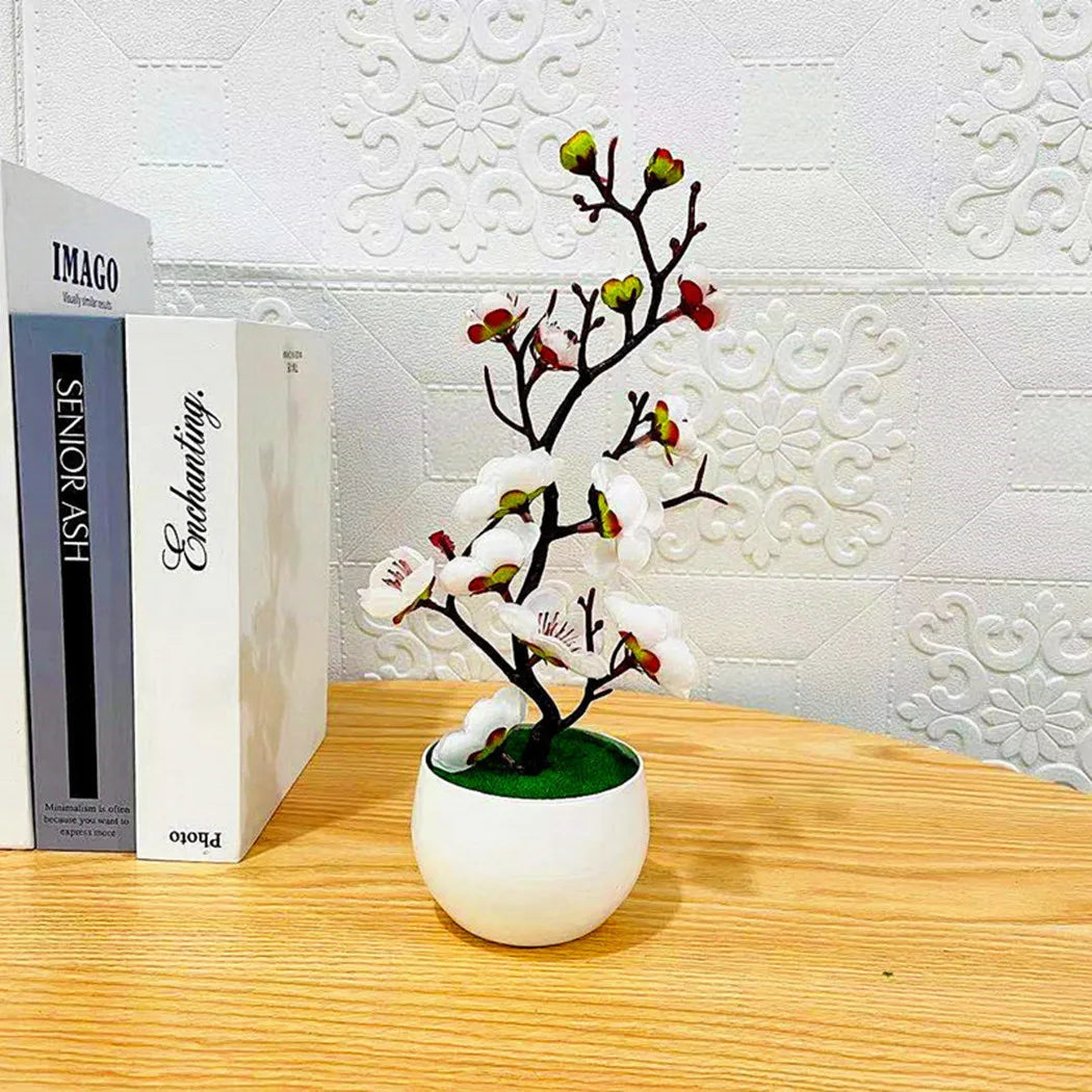 Bonsai Simulation Artificial Pot Plant Home Office Plum Blossom Decor