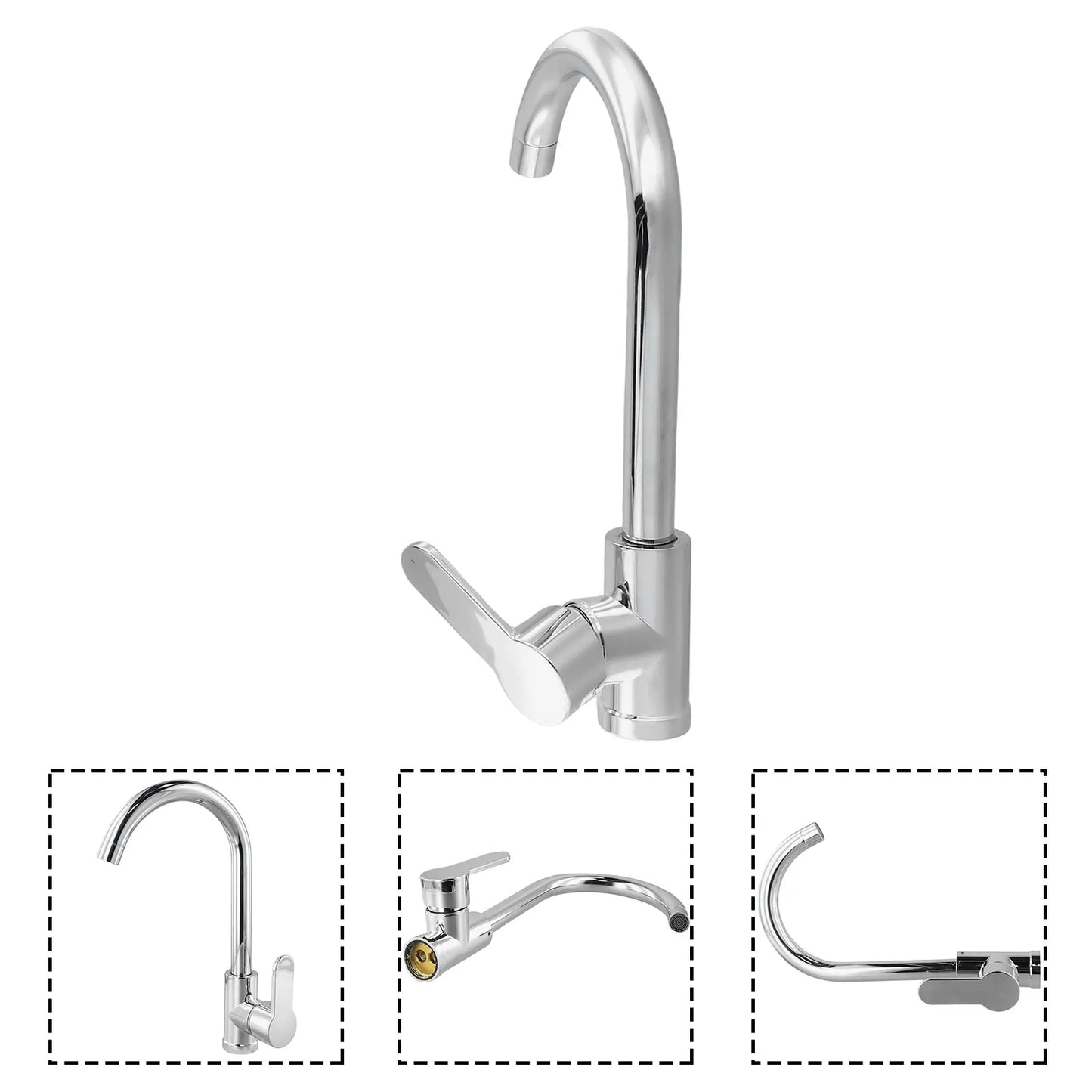 Kitchen Faucets 304-Stainless Steel Ball Bearing Cold Hot Water Faucet Bathroom Replacing