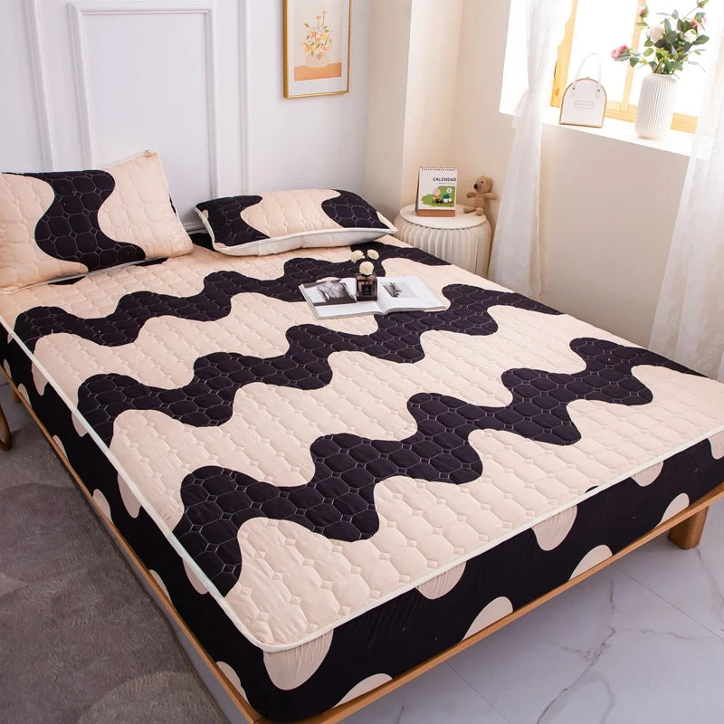 Stitched Bed Linen, Printed Bedding, Large Non-Slip Bed Sheet, Dust Cover without Pillowcase