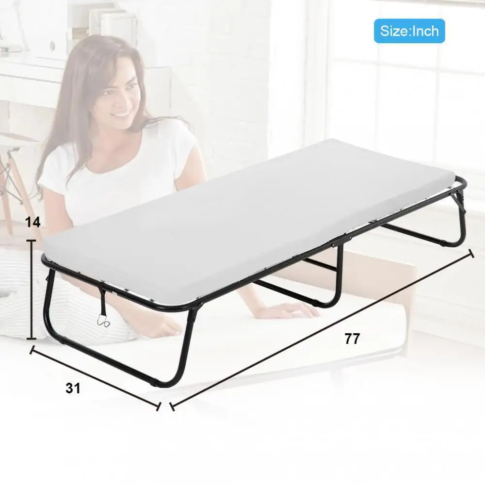 US Folding Rollaway Bed, Portable Camping Bed with Memory Foam Mattress, Guest Bed