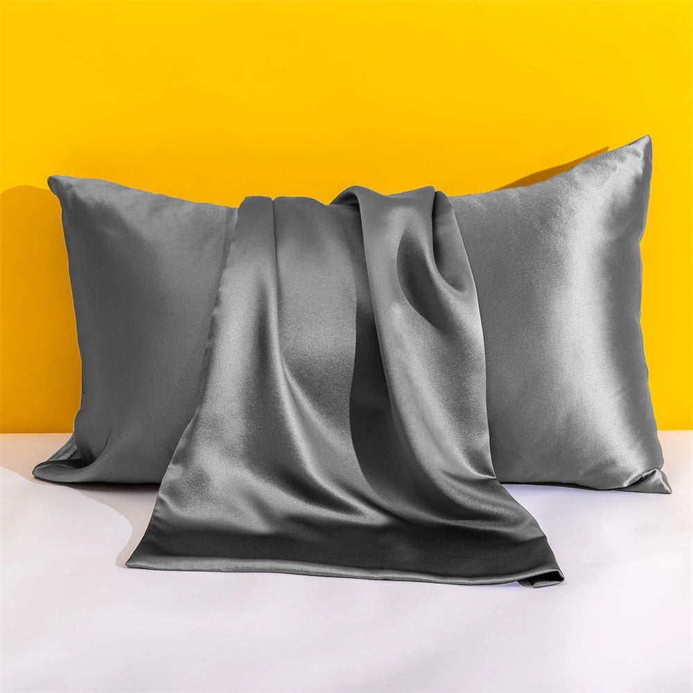 Solid Silk Pillowcases Decorative Luxury Cushion Cover Envelope Style Hair Skin Protect