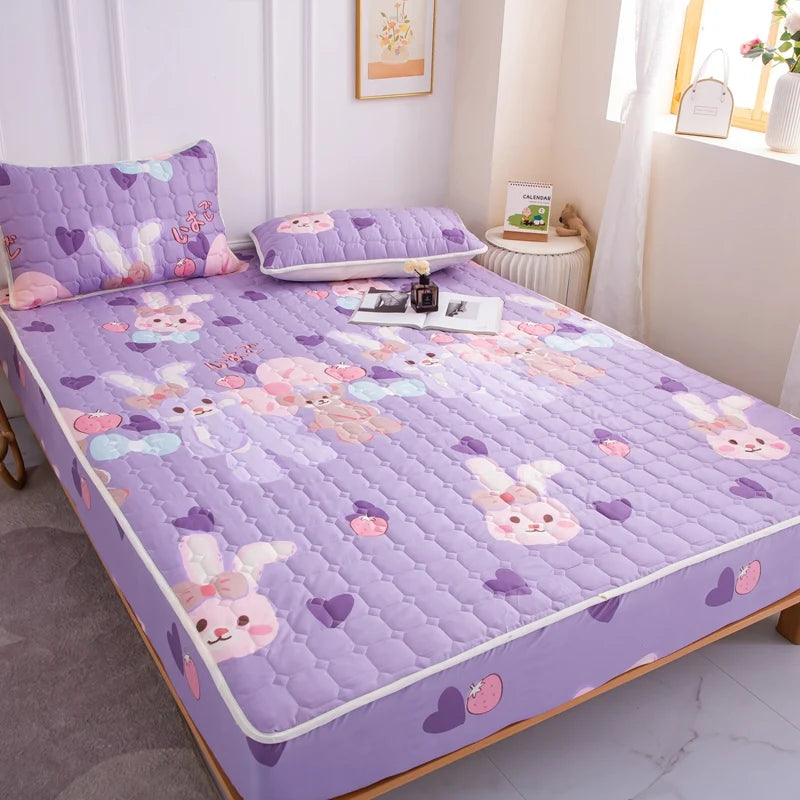 Stitched Bed Linen, Printed Bedding, Large Non-Slip Bed Sheet, Dust Cover without Pillowcase