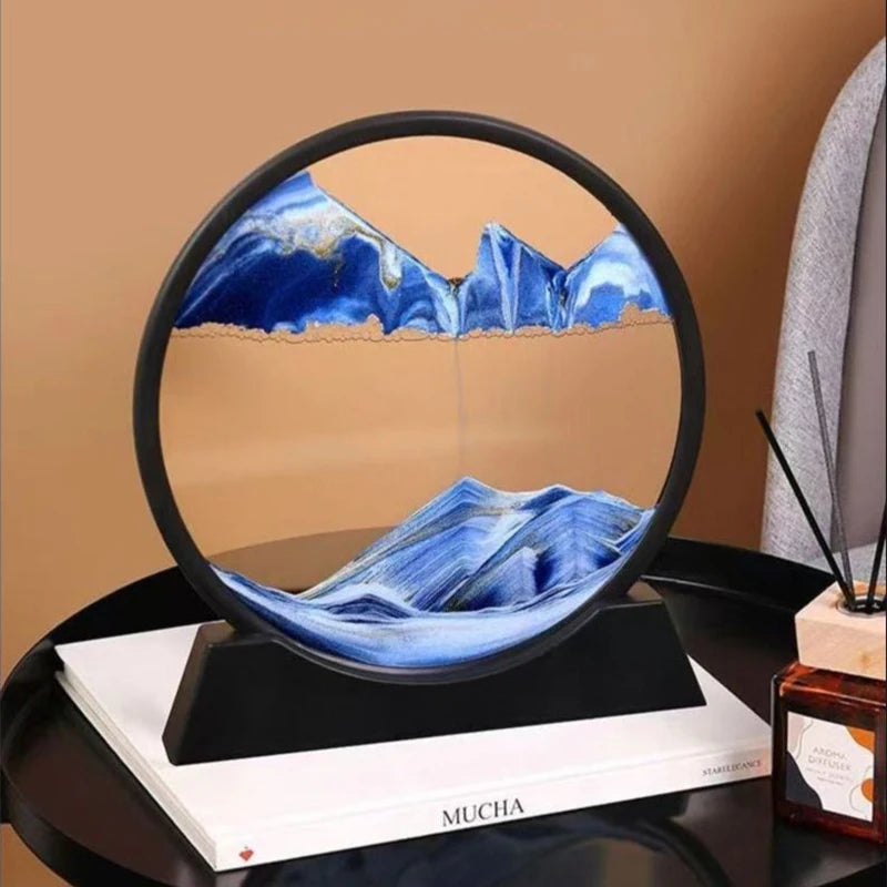 Hourglass Quicksand Moving Sand Art Picture Round Glass Deep Sea Sandscape Craft Flowing