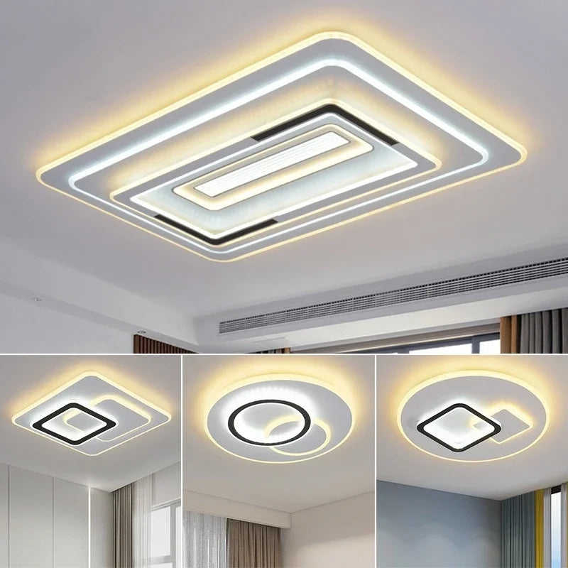 Modern LED Ceiling Lamp 48/98/128W Square LED Panel Ceiling Light for Bedroom