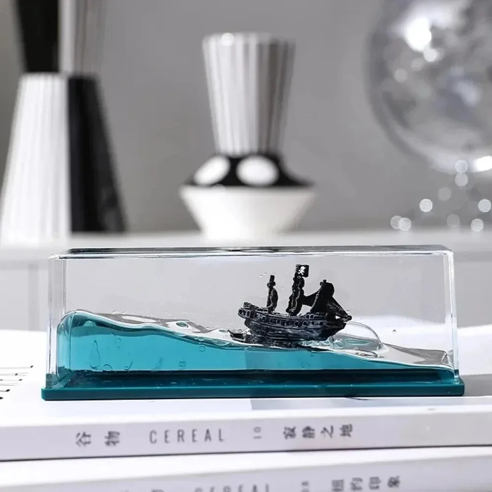 Black Pearl Ship in Fluid Liquid Drift Bottle Barcos Black Pearl Ship Floating Boat Titanic