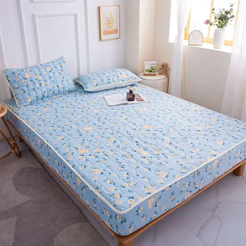 Stitched Bed Linen, Printed Bedding, Large Non-Slip Bed Sheet, Dust Cover without Pillowcase