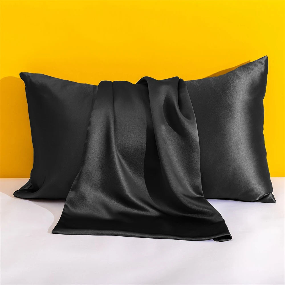 Solid Silk Pillowcases Decorative Luxury Cushion Cover Envelope Style Hair Skin Protect